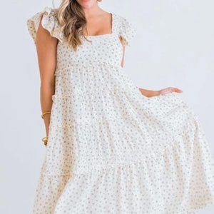 Karlie White Floral Midi Dress